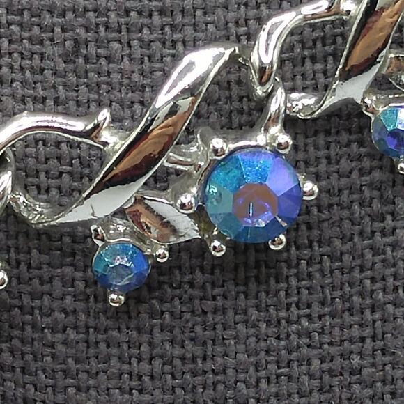 Vintage Star Company Blue Aurora Borealis Choker Necklace, Silver Tone, 17 Inch - Picture 3 of 11
